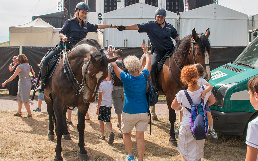 policjanci na koniach